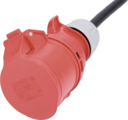 Produktbild: Master® Netzkabel 400 V/16 A mit roter CEE-Kupplung und schwarzem Kabel für Heizlüfter