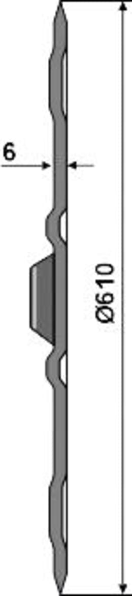 Technische Zeichnung: NIAUX 200 Sechscheibe 610 x 6 mm, LK 110 mm, gerade, gezahnt, für Vogel & Noot