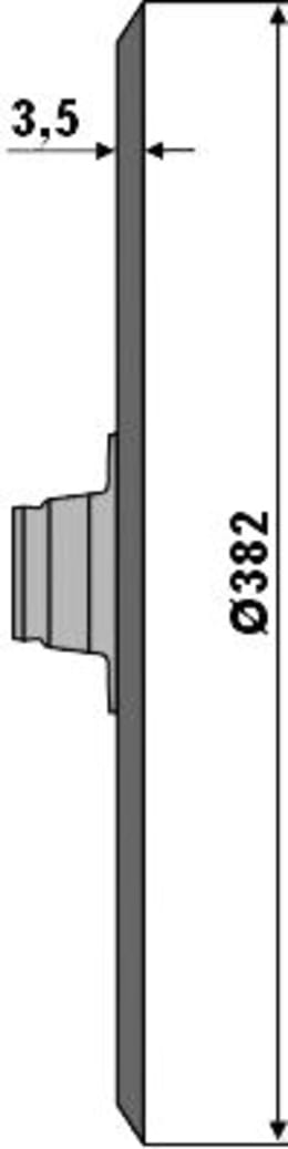 Technische Zeichnung: NIAUX 200 Säscheibe 382 x 3,5 mm, LK 73 mm, gerade, glatt, mit Lager und Nieten
