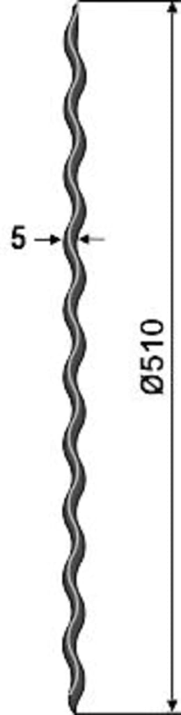 Technische Zeichnung: NIAUX 200 Sechscheibe 510 x 5 mm, LK 80 mm, gerade, gewellt, glatt, für Kverneland