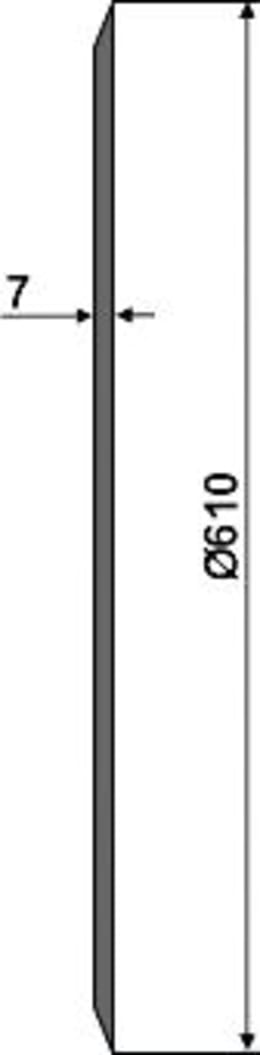 Technische Zeichnung: NIAUX 200 Sechscheibe 610 x 7 mm, LK 86 mm, gerade, gezahnt, für Rabe