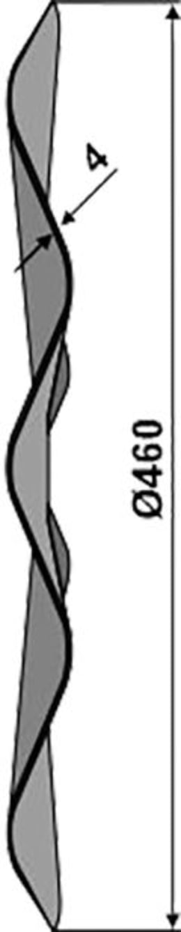 Technische Zeichnung: NIAUX 200 Eggenscheibe 460 x 4 mm, ZB Vierkant, 31 x 31 mm, gerade, gewellt, für universal