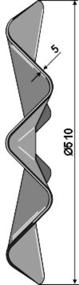 Technische Zeichnung: NIAUX 200 Eggenscheibe 510 x 5 mm, ZB Vierkant, 41 x 41 mm, gewölbt, gewellt, für Quivogne