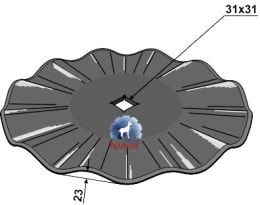 Produktbild: NIAUX 200 Eggenscheibe 490 x 5 mm, ZB Vierkant, 31 x 31 mm, gerade, gewellt, für universal
