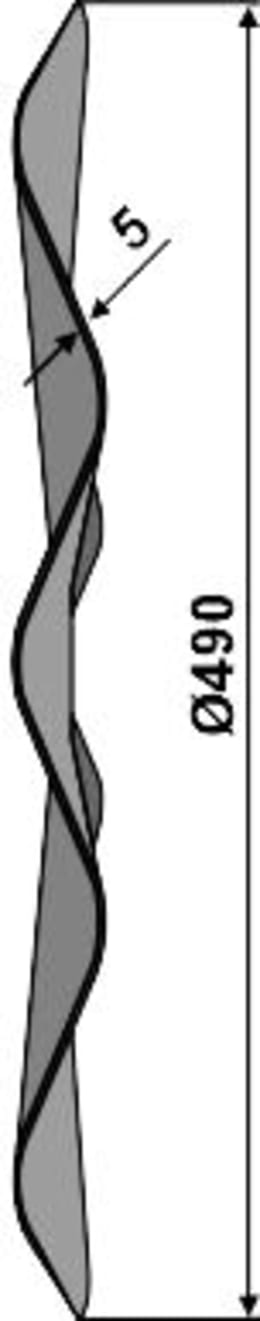 Technische Zeichnung: NIAUX 200 Eggenscheibe 490 x 5 mm, ZB Vierkant, 31 x 31 mm, gerade, gewellt, für universal
