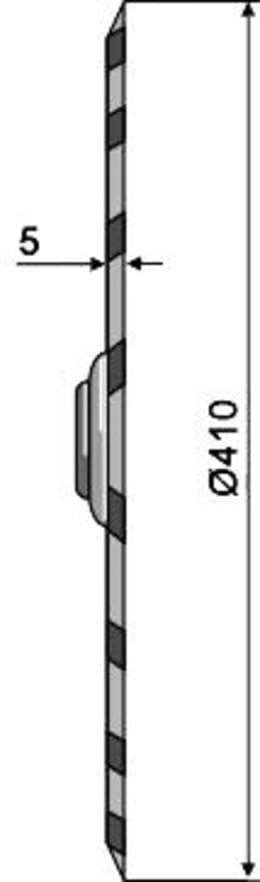 Technische Zeichnung: NIAUX 200 Säscheibe 410 x 5 mm, LK 104 mm, gerade, gezahnt, für Sämaschine Väderstad Rapid 300, 400