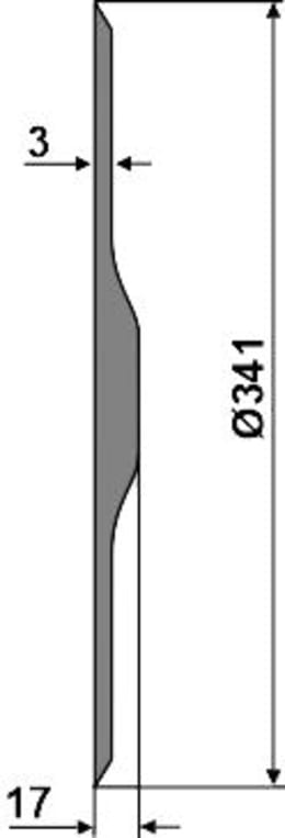 Technische Zeichnung: NIAUX 200 Säscheibe 341 x 3 mm, gerade, glatt, für Sämaschine John Deere 740 A