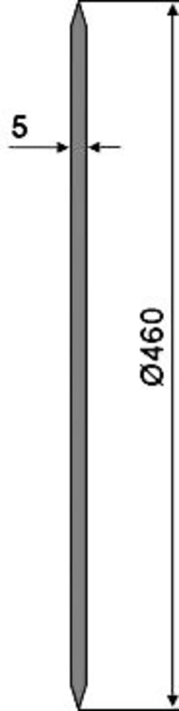 Technische Zeichnung: NIAUX 200 Sechscheibe 460 x 5 mm, LK 100 mm, gerade, glatt, für Kverneland
