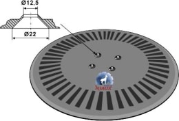 Technische Zeichnung: NIAUX 200 Sechscheibe 500 x 5 mm, LK 100 mm, gerade, glatt, für Kverneland