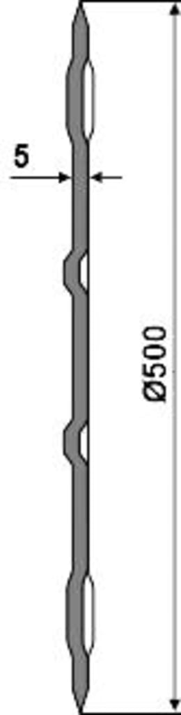 Technische Zeichnung: NIAUX 200 Sechscheibe 500 x 5 mm, LK 100 mm, gerade, glatt, für Kverneland