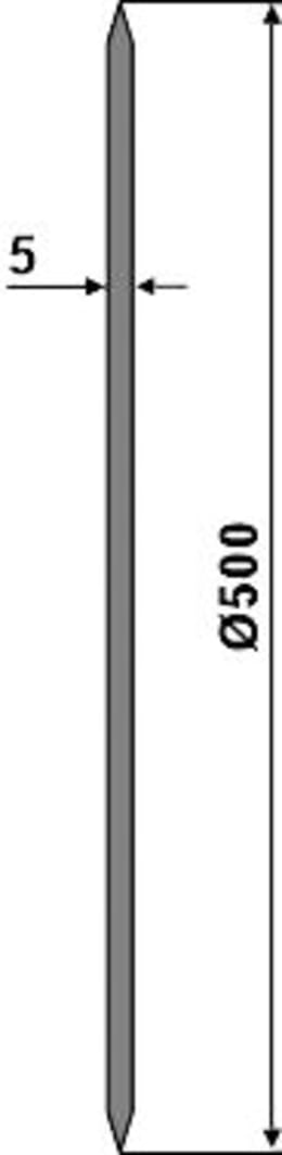 Technische Zeichnung: NIAUX 200 Sechscheibe 500 x 5 mm, LK 100 mm, gerade, gezahnt, für Huard, Kuhn
