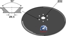Technische Zeichnung: NIAUX 200 Säscheibe 350 x 3 mm, LK 85 mm, gerade, glatt, für Sämaschine Kuhn