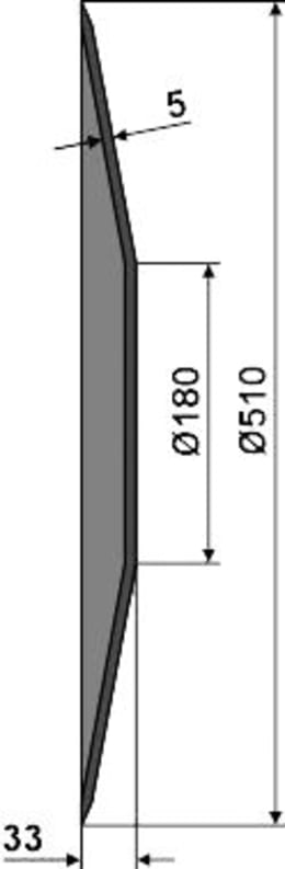 Technische Zeichnung: NIAUX 200 Eggenscheibe 510 x 5 mm, LK 98 mm, gewölbt, gezahnt, für Grégoire Besson, Rabe