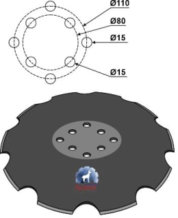 Produktbild: NIAUX 200 Eggenscheibe 510 x 4 mm, LK 80/110 mm, gewölbt, gezahnt, flacher Ansatz, für Agrisem