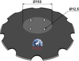 Technische Zeichnung: NIAUX 200 Eggenscheibe 510 x 5 mm, LK 105 mm, gewölbt, gezahnt, für Lemken