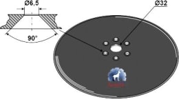 Technische Zeichnung: NIAUX 200 Säscheibe 380 x 4 mm, LK 85 mm, gerade, glatt, für Sämaschine Kuhn, Monosem