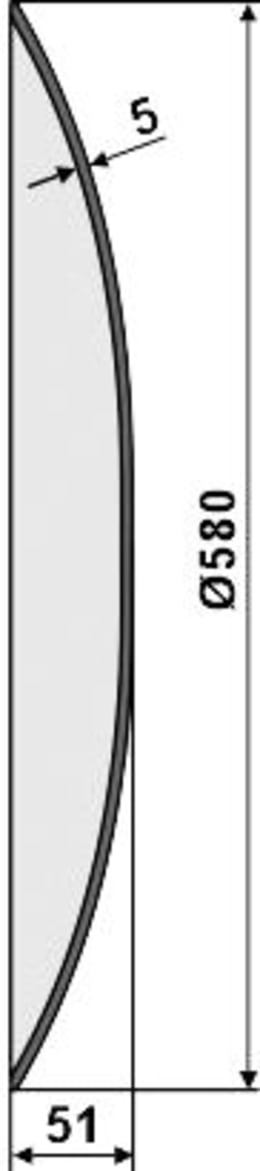 Technische Zeichnung: NIAUX 200 Eggenscheibe 580 x 5 mm, LK 110 mm, gewölbt, glatt, flacher Ansatz, für Pöttinger