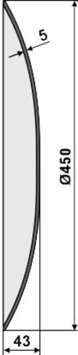 Technische Zeichnung: NIAUX 200 Eggenscheibe 450 x 5 mm, LK 100 mm, gewölbt, glatt, für Kuhn