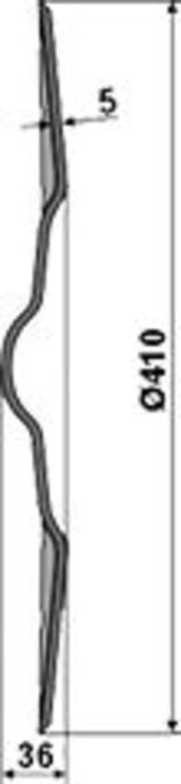Technische Zeichnung: NIAUX 200 Säscheibe 410 x 5 mm, LK 104 mm, gerade, gezahnt, für Sämaschine Väderstad Rapid 300, 400