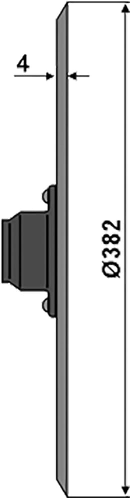 Technische Zeichnung: NIAUX 200 Säscheibe 382 x 4 mm, LK 80 mm, gerade, glatt, mit Lager und Nieten, für Sämaschine Väderstad