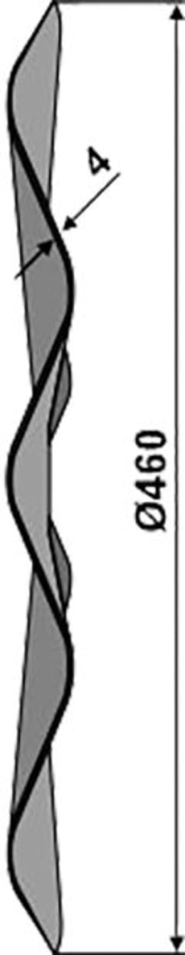 Technische Zeichnung: NIAUX 200 Eggenscheibe 460 x 4 mm, LK 100 mm, gerade, gewellt, für Kuhn