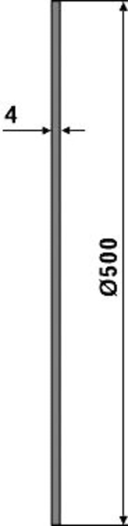 Technische Zeichnung: NIAUX 200 Sechscheibe 500 x 4 mm, LK 100 mm, gerade, glatt, für Lemken