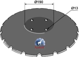 Technische Zeichnung: NIAUX 200 Eggenscheibe 510 x 5,5 mm, LK 98 mm, gewölbt, gezahnt, für Vogel & Noot