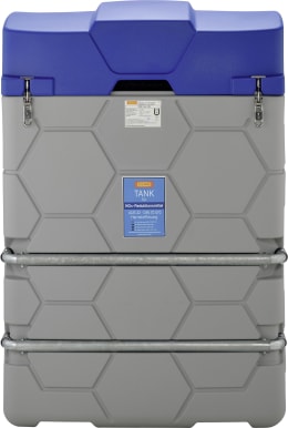 Produktbild: Cemo AdBlue-Tankanlage Cube Outdoor Basic mit blauem Deckel und seitlichen Spannverschlüssen