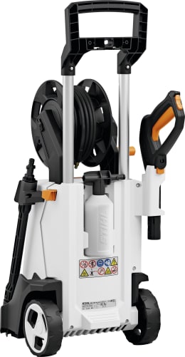 Produktbild: STIHL Hochdruckreiniger RE 110 Plus in Weiß mit Schlauchtrommel und Zubehör