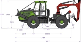 Technische Zeichnung: Noe Forsttraktor NF 160-4R 4-Rad