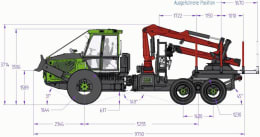 Technische Zeichnung: Noe Forsttraktor NF 170-6R 6-Rad