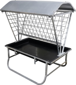 Produktbild: KERBL Heuraufe 115 x 131,5 x 81 cm 4-Eck-Gitter, mit Dach, für Kälber, Schafe, Ziegen, Wild, kleine Ballen