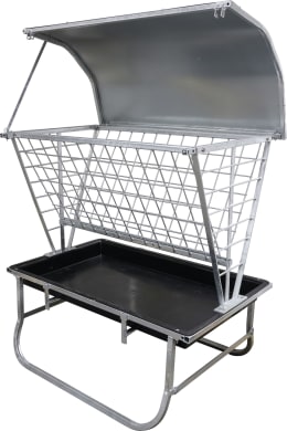 Produktbild: KERBL Heuraufe 115 x 131,5 x 81 cm 4-Eck-Gitter, mit Dach, für Kälber, Schafe, Ziegen, Wild, kleine Ballen