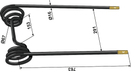 Technische Zeichnung: Industriehof® Strohstriegelzinken 763 x 291 x 16 mm, für Strohstriegel Bednar, Strom