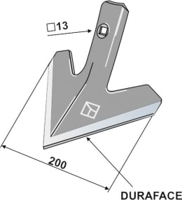 Technische Zeichnung: Industriehof® Gänsefußschar Duraface 200 x 6 mm, für Gruber Kuhn