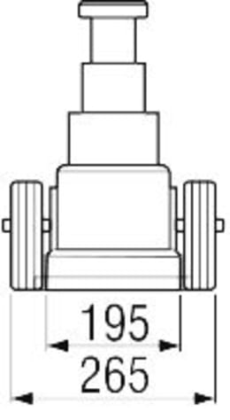 Technische Zeichnung: KUNZER Rangierwagenheber 50 t, 30 t, 15 t, 3-stufig, lufthydraulisch, für Fahrzeuge mit einer Bodenfrei