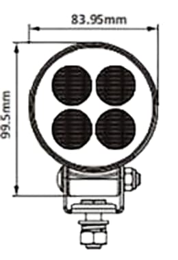 Technische Zeichnung: LED-Arbeitsscheinwerfer 2.556 lm/24 W, 9 – 36 V DC, weite Ausleuchtung