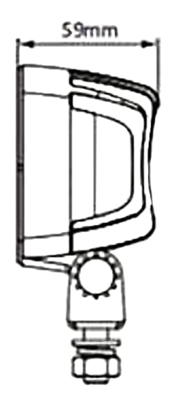 Technische Zeichnung: LED-Arbeitsscheinwerfer 2.556 lm/24 W, 9 – 36 V DC, weite Ausleuchtung