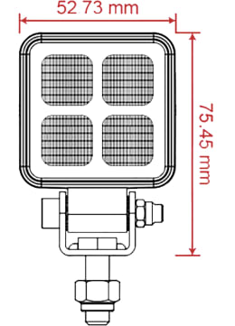 Technische Zeichnung: LED-Arbeitsscheinwerfer 1.200 lm/12 W, 10 – 30 V, weite Ausleuchtung
