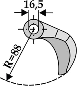 Technische Zeichnung: Industriehof® Hammerschlegel 170 x 70 mm, Ø 16,5 mm, für Mulcher Chabas, Fischer, HMF Frei, Palladino
