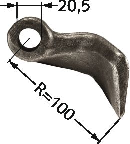 Technische Zeichnung: Industriehof® Hammerschlegel 150 x 55 mm, Ø 20,5 mm, für Mulcher Agrimaster, Agromec, Agricom