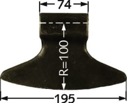 Technische Zeichnung: Industriehof® Hammerschlegel 195 x 74 mm, Ø 20,5 mm, für Mulcher Perfect, Rosatella
