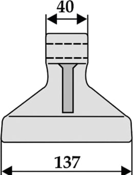 Technische Zeichnung: Industriehof® Hammerschlegel 137 x 40 mm, Ø 16 mm, für Mulcher Agritec, Berti, Müthing