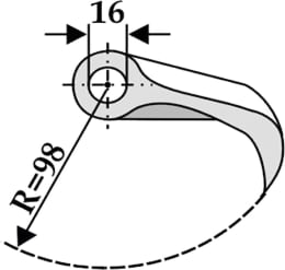 Technische Zeichnung: Industriehof® Hammerschlegel 137 x 40 mm, Ø 16 mm, für Mulcher Agritec, Berti, Müthing