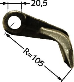 Technische Zeichnung: Industriehof® Hammerschlegel 108 x 22 mm, Ø 20,5 mm, für Mulcher Perfect