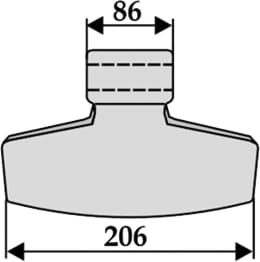 Technische Zeichnung: Industriehof® Hammerschlegel 206 x 86 mm, Ø 20,5 mm, für Mulcher Herder, Schanzlin, Schots, Willibald