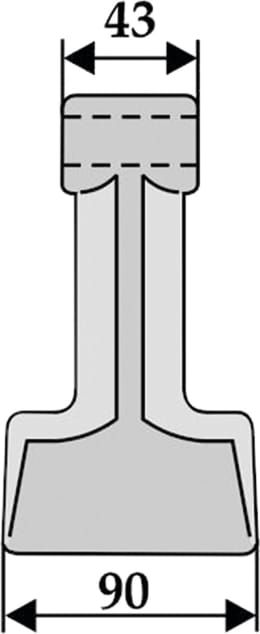 Technische Zeichnung: Industriehof® Hammerschlegel 90 x 43 mm, Ø 16,5 mm, für Mulcher Falc