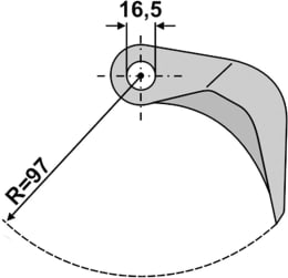 Technische Zeichnung: Industriehof® Hammerschlegel 137 x 40 mm, Ø 16,5 mm, für Mulcher Berti, M.E.A.A.T.