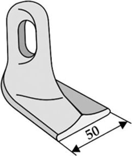Technische Zeichnung: Industriehof® Hammerschlegel 50 x 26 mm, Ø 16 mm, für Mulcher Dücker