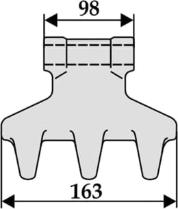 Technische Zeichnung: Industriehof® Hammerschlegel 163 x 98 mm, Ø 22,5 mm, für Mulcher Tortella